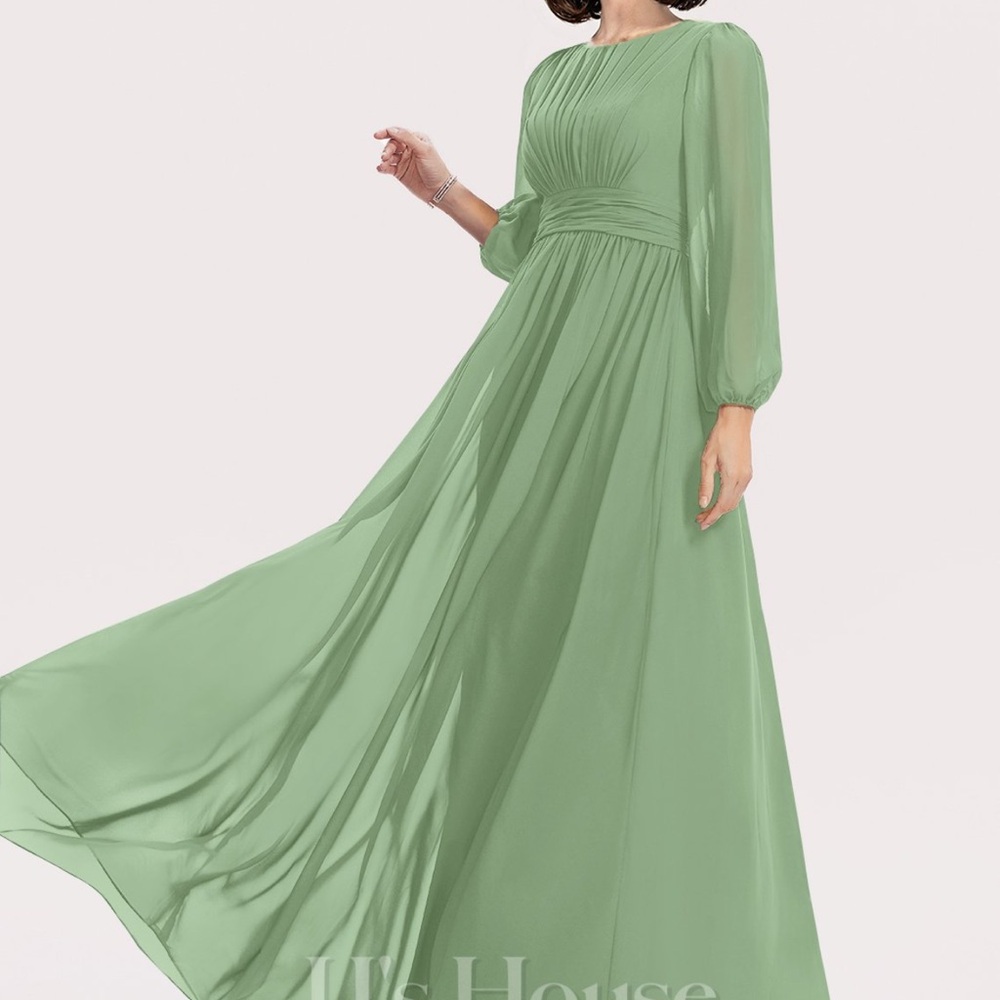 Elegant Green Chiffon Maxi Dress